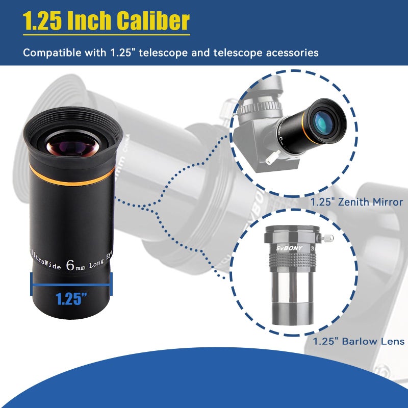 SVBONY Telescope Eyepiece Fully Multi Coated 1.25 inches Telescope Lens 66 Degree Ultra Wide Angle HD Telescope Accessory (6mm 9mm 15mm 20mm) - Image 4